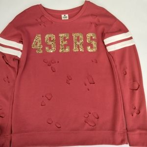 Pink.. Red Distressed 49ers sweatshirt